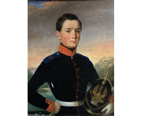 19th century French School, oil on board, Half length portrait of an army officer, 37 x 29cm