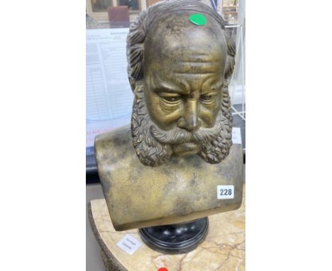 A 19th century German terracotta bust of Kaiser Wilhelm I, bronze effect, height 39cm