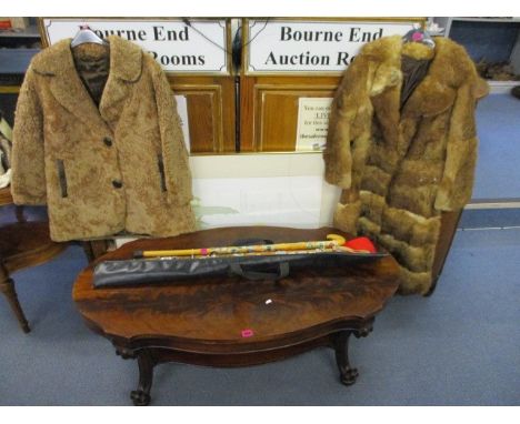 A vintage dyed rabbit, ladies fur coat and a vintage wool coat