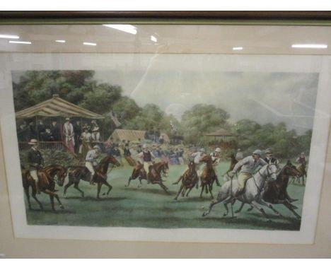 Cuthbert Bradley - a framed and glazed lithograph depicting a polo game,