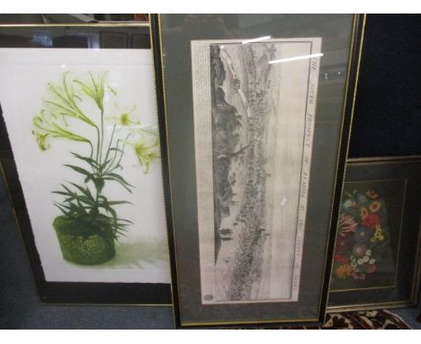 Three mixed prints to include a signed limited edition print entitled Spring Lilies, signed lower right corner, 26 1/2 x 18 f