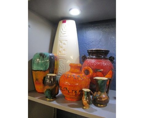 A mixed lot to include a Poole vase, West German vases and other items