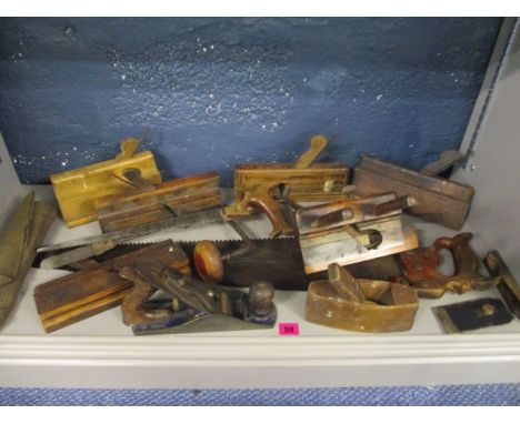 C Nurse & Co clamps, wood working tools to include planes and a saw