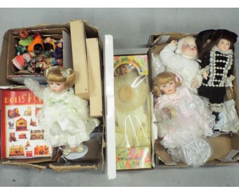 Three boxes of predominately unboxed Dolls in various scales together with a large quantity of Doll related magazines and eph