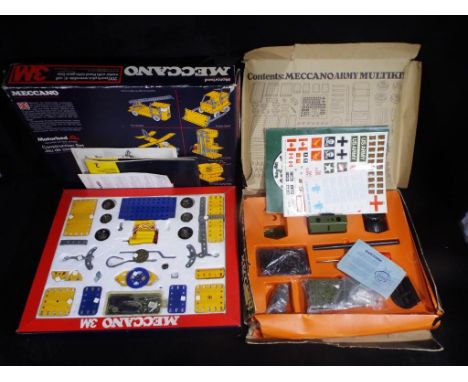 Meccano - Two boxed sets of vintage Meccano. Lot includes Meccano Outfit No.3M with over 200 parts and with electric motor in