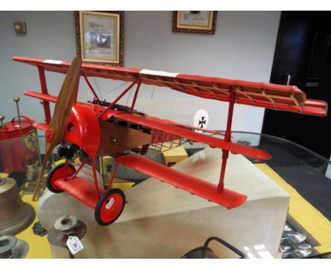 Red Barons Fokker DR1 Triplane -  a rare 1/8th scale model of the Red Barons Fokker DR1 Triplane, it has been constructed fro