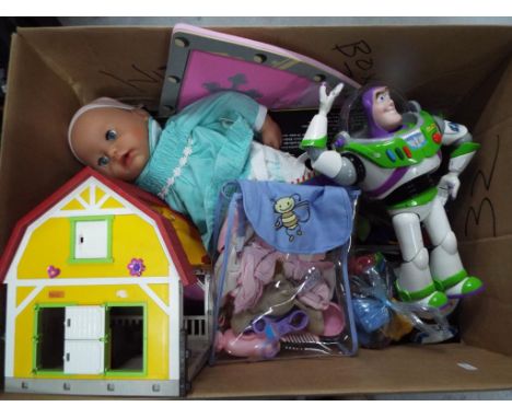 Toy Story - a quantity of collectible toys to include dressed dolls, Buzz Lightyear, a quantity of animals, Toy Quest Robot D