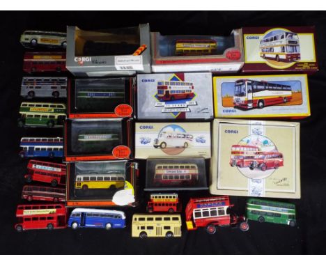 EFE, Corgi, Matchbox and Others - 24 diecast model buses in various scales both boxed and unboxed. Lot includes EFE 30710 AEC