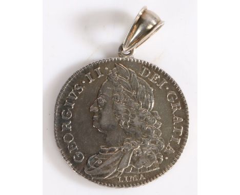 George II Half Crown, 1746, Lima, Pendant mounted, (S 3695A)