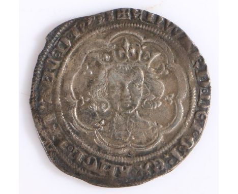 Edward III Silver Groat of London, Series C 1351 - 1352, Spink 1565Lombardic 'M's, closed 'C' and E, cross IRoman 'N's revers