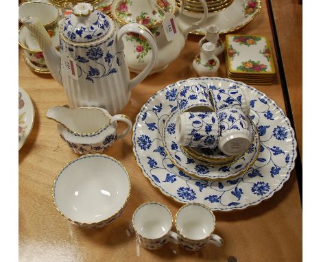 A modern Spode part tea and dinner service in the Blue Colonel pattern