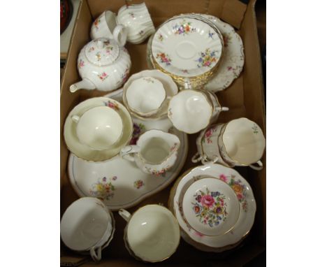 A Royal Crown Derby part tea service in the Derby Posies pattern; together with various Worcester teawares 