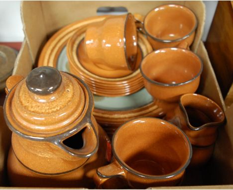 A modern brown glazed stoneware tea/dinner service