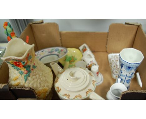 A Newport pottery harvest ware jug together with a Royal Doulton Bunnykins teapot and cover, Poole pottery dish, etc