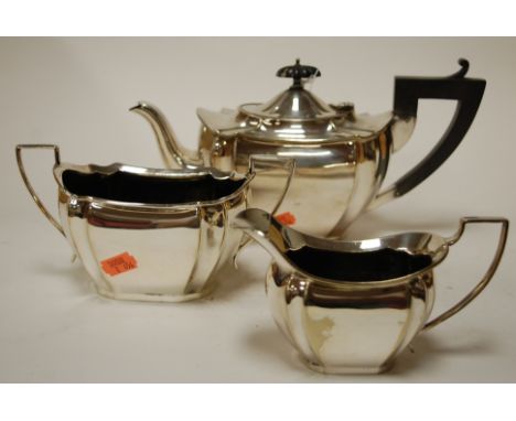 An early 20th century silver plated three piece tea service in the Georgian style