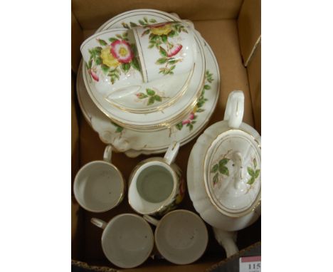 An early 20th century Kay & Co Worcester porcelain part tea service, decorated with flowers