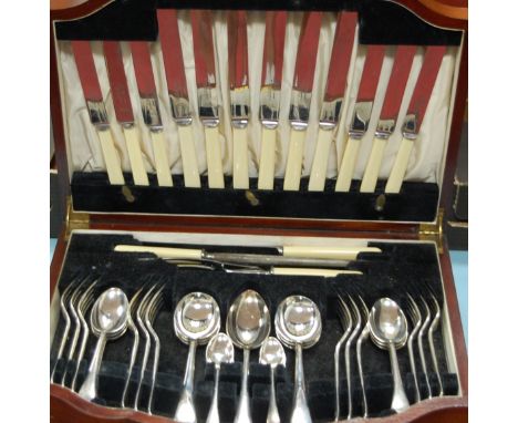 A mid-20th century mahogany cased canteen of silver plated cutlery by William Hutton & Sons of Sheffield 