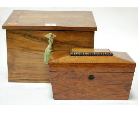 A Victorian walnut stationery cabinet having a hinged lid and fall front revealing a fitted interior together with a Regency 