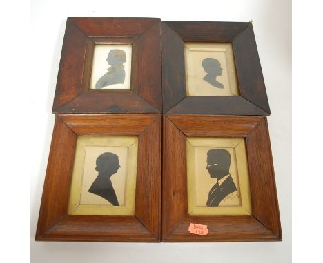 A 19th century portrait silhouette of a gentleman, heightened in gilt; together with various other 19th century and later por