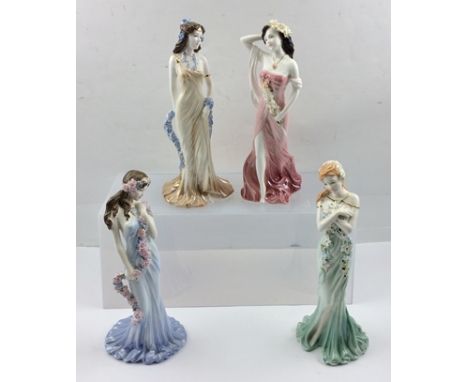 FOUR COALPORT BONE CHINA FIGURINES "THE SPIRITS OF THE JEWELS" designed by Maureen Halson, limited edition of 9500 of which "