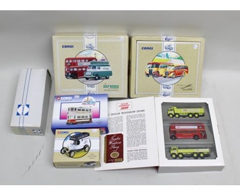 CORGI DIE-CAST COACHES including the Buses of Yelloway, one AEC Regal and one Bedford OB coach, the Ian Allen Publishing 50th