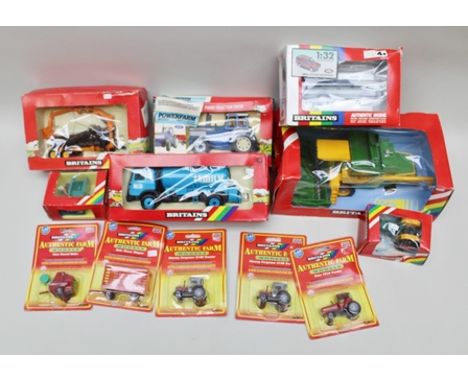A COLLECTION OF BRITAINS AGRICULTURAL DIE-CAST AND PLASTIC MODELS including; 9533 log transporter, 9321 Ford TW35 tractor, 94
