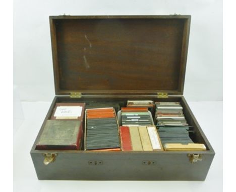 A LARGE COLLECTION OF GLASS "MAGIC LANTERN" SLIDES - topographical subjects includes Venice, Religious etc., 8cm square, cont