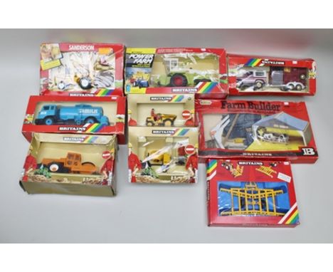 BRITAINS MODEL AGRICULTURAL AND CONSTRUCTION VEHICLES some die-cast and some plastic including; milk tanker, Sanderson rough 