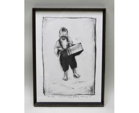 HAROLD RILEY "The Boy", a Lithograph, signed and dated 1971, inscribed "Original proof for Tony" in pencil, 50cm x 35cm in eb