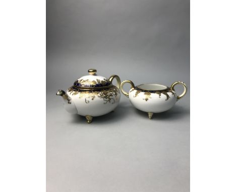 NORITAKE NIPPON BLUE, WHITE AND GILT TEA SERVICE
