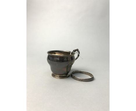 SILVER CHRISTENING CUP, maker Adie Brothers, Birmingham 1924; along with a silver bangle, 120g gross