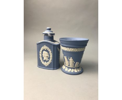 WEDGWOOD JASPERWARE FLOWER VASE, along with an extensive group of Wedgwood Jasperware including three small vases, a pair of 