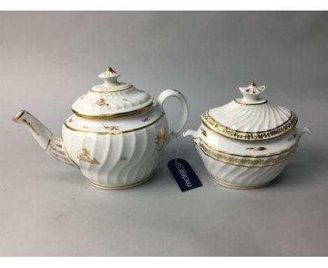 LATE 18TH/EARLY 19TH CENTURY COALPORT TEA POT, along with a similar lidded sugar basin (2)