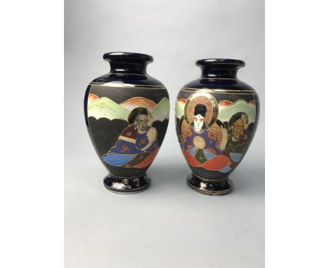 LARGE 20TH CENTURY CHINESE VASE, along with a pair of Japanese vases, plates and two English ceramic beakers