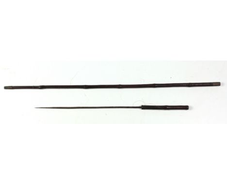 A 19th Century bamboo design Walking Stick, with concealed dagger, approx. 85cms (33 1/2") together with another similar dama