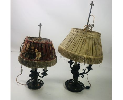A fine quality Regency period ormolu three branch Candlestick, converted to a lamp with pierced circular base, together with 