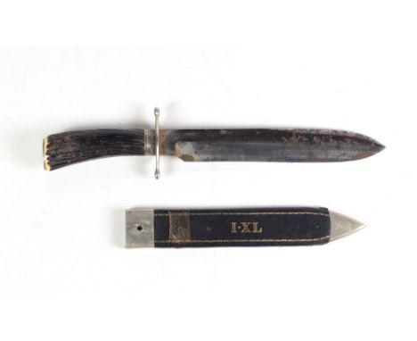 A very rare large mid-19th Century George Wostenholm Bowie Knife, with profusely engraved 10" blade, with sterling silver esc