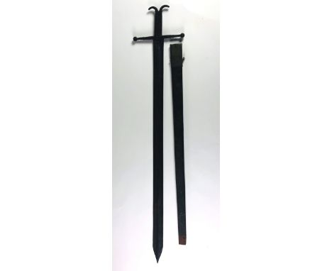 A very heavy reproduction metal Long Sword, with cruciform handle &amp; 40" blade, and with an associated scabbard. (2)