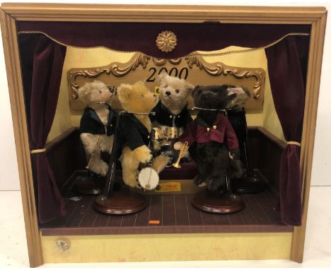 Novelty Toy: A Stage Set - "Dream Band - Greeting the Millennium" Steiff five small Teddy's playing musical instruments, Ltd.