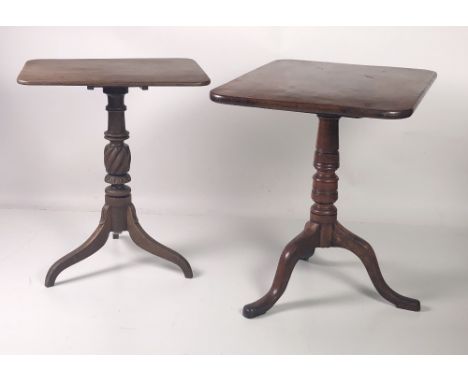 A 19th Century Irish rectangular mahogany flip top tripod Table; together with a smaller similar ditto. (2)