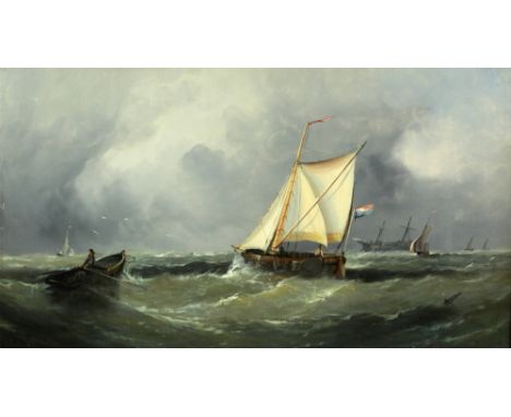 George Mounsey Wheatley Atkinson (1806 - 1884)A pair of attractive large Seascape Paintings "Dutch Sailing Vessels on Rough S