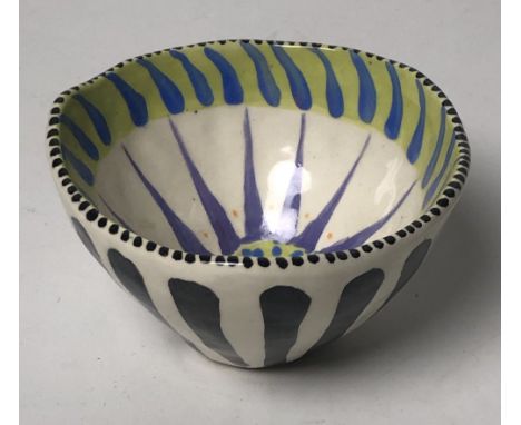 An attractive and colourful ceramic Bowl, by John French with sunburst interior, signed on base, approx. 11cms (4 1/2")d. (1)