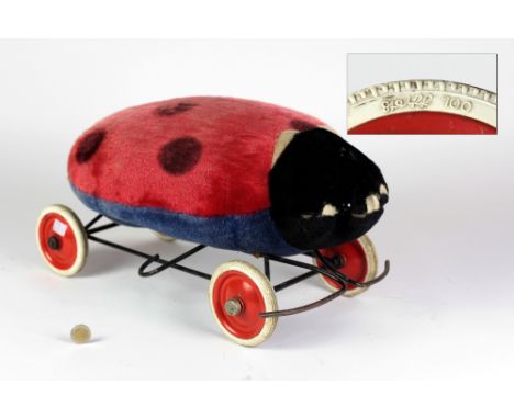 A rare 1940's Steiff Ladybug on wheels, signed. (1)