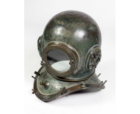 A Diving Helmet, possibly by Siebe Gorman & Co. London, the upper bonnet with oval side windows and guards, the circular fron