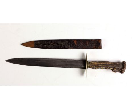 A 19th Century Bowie Knife, with 6 1/4" steel blade and bone handle; and an Irish 19th Century Knife with 7 3/4" steel blade,