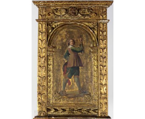 16th / 17th Century Italian School"Portrait of a Noble Young Gentleman (possibly Saint Bavo) in hunting attire with right arm