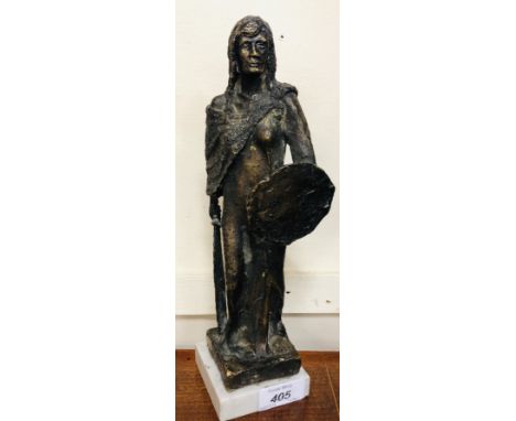 Nicholas Dolan, 21st Century Irish "Queen Meabh the Warrior, wearing a part cloak, and with sword and shield in hand, a figur