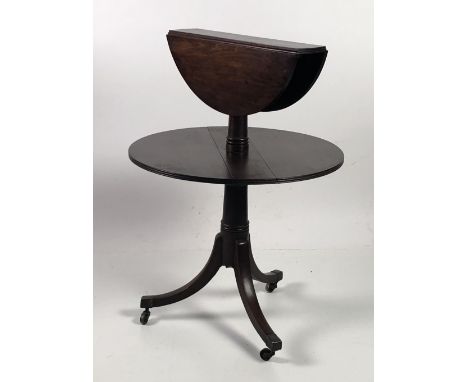 An unusual 19th Century Irish mahogany two tier drop leaf Dumbwaiter, with demi-lune flaps on outsplayed tripod base with bra
