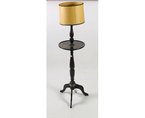 A Georgian style Wine Table, the circular moulded top supported by a reeded pillar, now converted to a table lamp, overall ap