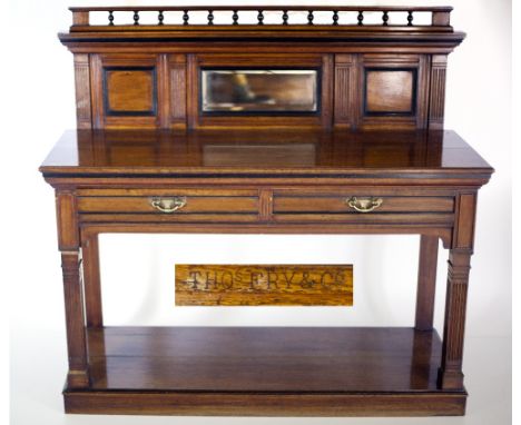 A good quality and unusual 19th Century English oak and ebony Serving or Buffet Table, by Thomas Fry &amp; Co. (stamped twice